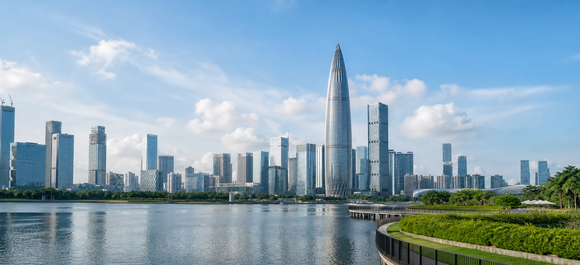 深圳湾城市天际线与城市地标